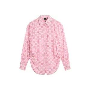 Pinko Geborduurde Monogram Mousseline Overhemd , Pink , Dames , Maat: 2XS