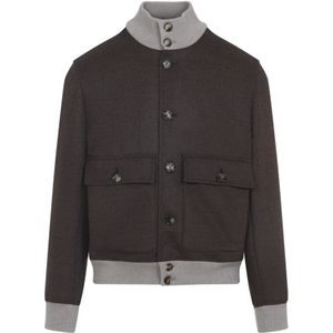 Brunello Cucinelli, Heren, Jassen, Bruin, Maat: XL Wol,