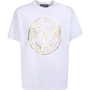 Versace Jeans Couture, Heren, Tops, Wit, Maat: XS Katoen,