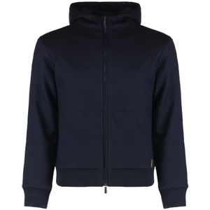 Moorer, Heren, Sweatshirts & Hoodies, Blauw, Maat: M Wol,