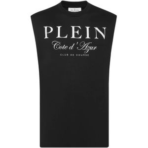 Philipp Plein, Heren, Tops, Zwart, Maat: M Katoen,