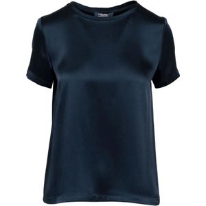 Max Mara, Dames, Tops, Blauw, Maat: XS Satijn,