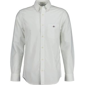 Gant, Heren, Overhemden, Wit, Maat: S Katoen,