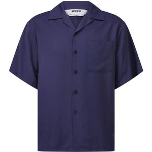 Msgm - Overhemden - Blauw - Satijn