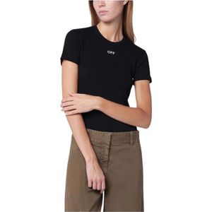 Off White, Dames, Tops, Zwart, Maat: XS Katoen,
