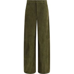 Marni, Dames, Broeken, Groen, Maat: S Suède,