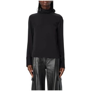 Theory, Dames, Blouses & Shirts, Zwart, Maat: M Zijde,