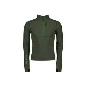 Moncler Sportieve Zip Neck Longsleeve T-shirt , Green , Heren , Maat: M