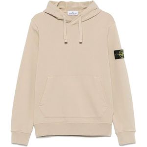 Stone Island, Heren, Sweatshirts & Hoodies, Beige, Maat: S Katoen,