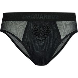 Dsquared2 Slips met borduurwerk , Black , Heren , Maat: XL