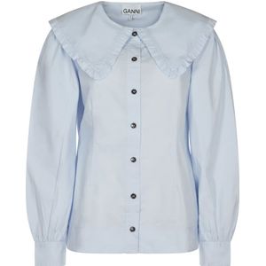 Ganni, Dames, Blouses & Shirts, Blauw, Maat: M Katoen,