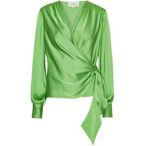 Karmamia, Dames, Blouses & Shirts, Groen, Maat: XS Satijn,