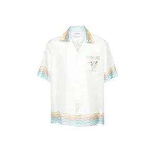 Casablanca Zijden Satijnen Camp Kraag Shirt , White , Dames , Maat: S