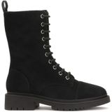 Kazar - Zwarte Suède Laarzen - Dames - Enkelhoog - Met Vetersluiting en Zijrits