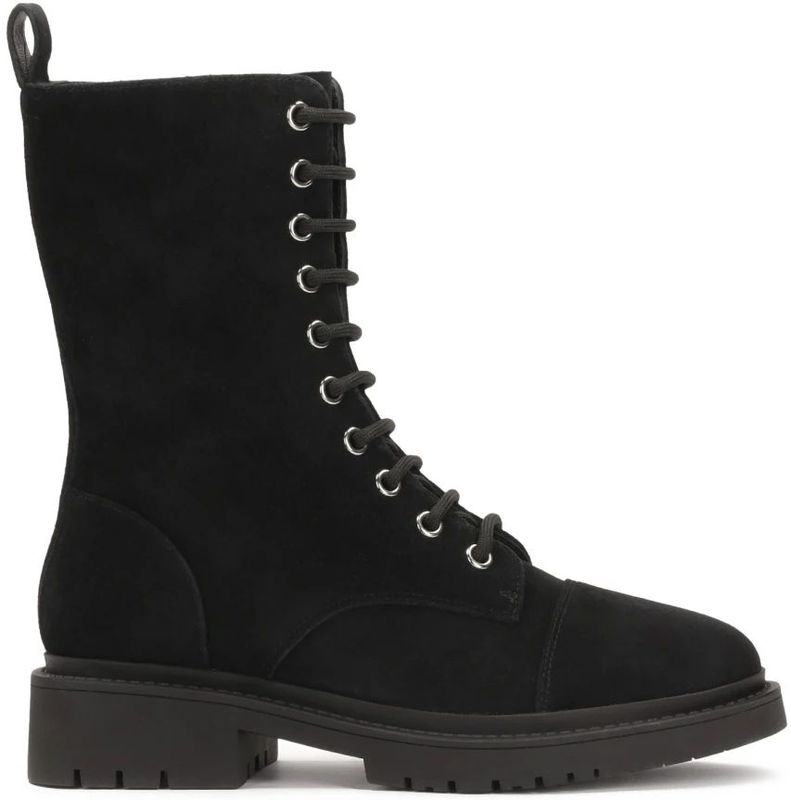 Kazar - Zwarte Suède Laarzen - Dames - Enkelhoog - Met Vetersluiting en Zijrits