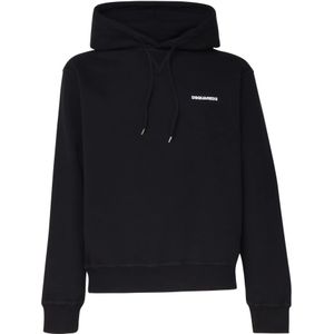 Dsquared2 Zwarte Hoodie Sweater Logo Print , Black , Heren , Maat: M