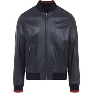 Gucci, Heren, Jassen, Blauw, Maat: L Leer,