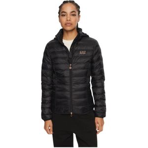 Emporio Armani Ea7, Dames, Jassen, Zwart, Maat: M Leer,