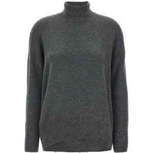 Brunello Cucinelli, Dames, Truien, Grijs, Maat: M Zijde,