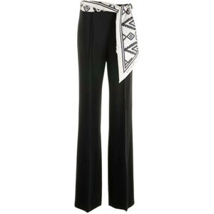 Elisabetta Franchi, Dames, Broeken, Zwart, Maat: L Viscose,