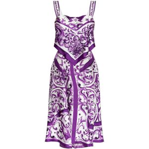 Dolce & Gabbana, Dames, Jurken, Paars, Maat: 2XS Zijde,