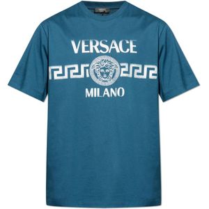 Versace, Heren, Tops, Blauw, Maat: S Katoen,