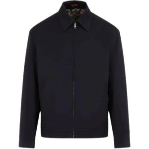 Gucci, Heren, Jassen, Zwart, Maat: M Gabardine,