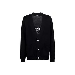 Balmain Gebreid vest met logo , Black , Heren , Maat: S