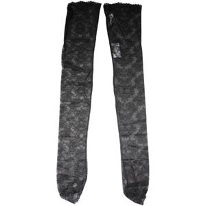 Dolce & Gabbana - Kniekousen - Zwart - Katoen - Bloemen Kant