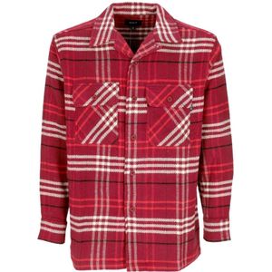 Huf, Heren, Overhemden, Rood, Maat: L Flanel,