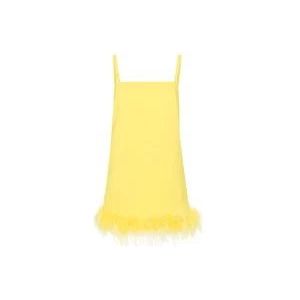 Pinko Jasmijn Gele Veren Jurk , Yellow , Dames , Maat: XS