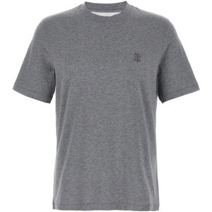 Brunello Cucinelli, Heren, Tops, Grijs, Maat: XS Jersey,