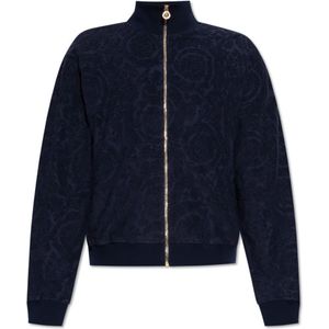 Versace, Heren, Sweatshirts & Hoodies, Blauw, Maat: 2XL Katoen,