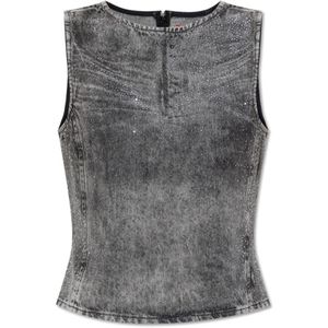 Diesel, Dames, Tops, Grijs, Maat: L Katoen,