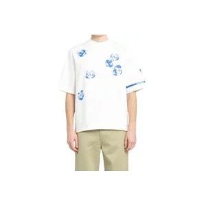 Burberry Heren Witte Roos Grafische Print T-Shirt , Multicolor , Heren , Maat: XL