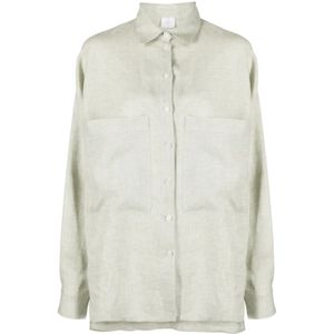 Eleventy, Dames, Blouses & Shirts, Groen, Maat: 2XS Linnen,