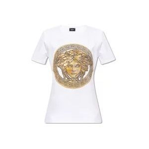 Versace La Vacanza collectie T-shirt , White , Dames , Maat: 3XS