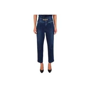 Pinko Hoge Taille Bustier Jeans met Amerikaanse Zakken , Blue , Dames , Maat: W29