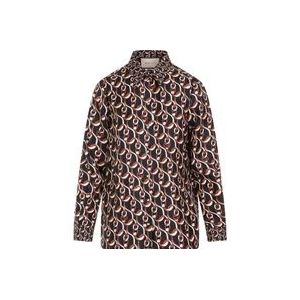 Gucci Zwarte Zijden Shirt Interlocking G Print , Multicolor , Dames , Maat: 2XS