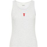 Ichi - Lichtgrijs Melange - Geborduurde Top - Dames