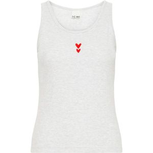 Ichi - Lichtgrijs Melange - Geborduurde Top - Dames