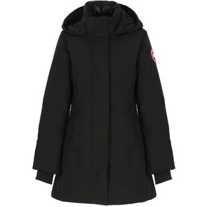 Canada Goose, Dames, Jassen, Zwart, Maat: XS Leer,