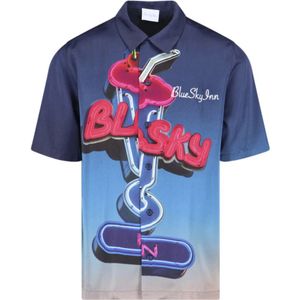 Blue Sky Inn, Heren, Overhemden, Blauw, Maat: S Viscose,