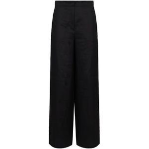 Max Mara Studio, Dames, Broeken, Zwart, Maat: S Linnen,