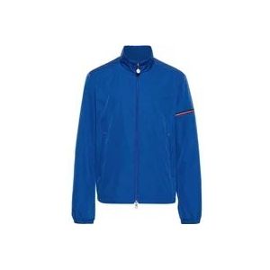 Moncler Blauwe Lichtgewicht Jas met Hoge Hals , Blue , Heren , Maat: M