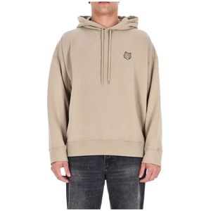 Maison Kitsuné, Heren, Sweatshirts & Hoodies, Beige, Maat: L Katoen,