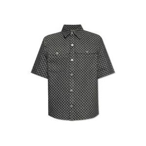 Balmain Denim overhemd met monogram , Black , Heren , Maat: XL