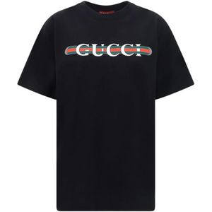 Gucci, Dames, Tops, Zwart, Maat: S Katoen,