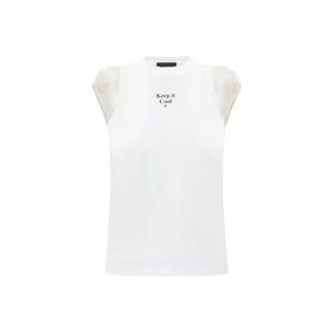 Dsquared2 Mouwloos Crewneck T-Shirt met Print , White , Dames , Maat: S