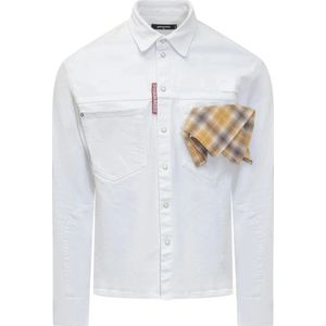 Dsquared2, Heren, Overhemden, Wit, Maat: L Katoen,
